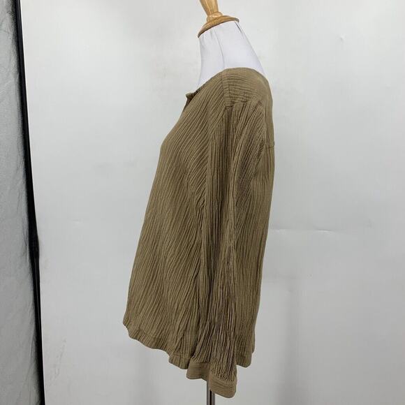 Soft Surroundings Top Women S Small Mushroom Ramie Blend Split Neck Gauzy Blouse - Picture 5 of 10